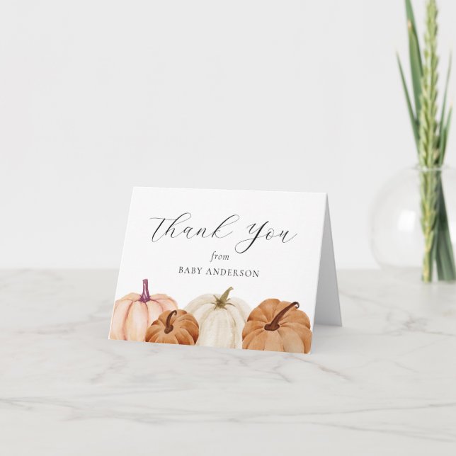 Tarjeta De Agradecimiento Bebé Calabaza Gracias (Anverso)