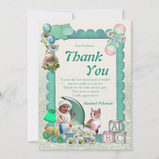 Tarjeta De Agradecimiento Bebé Chica Shower tuitea gracias (Anverso)