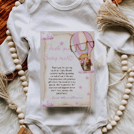Tarjeta De Agradecimiento Bebé chica Teddy Bear Rosa