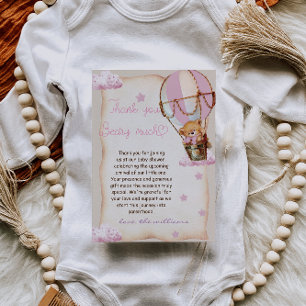 Tarjeta De Agradecimiento Bebé chica Teddy Bear Rosa