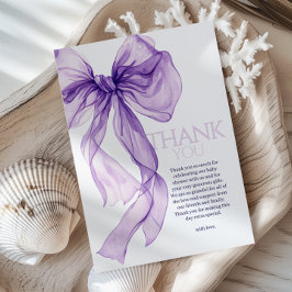 Tarjeta De Agradecimiento Bebé color de agua morado en Baby Shower en sangre