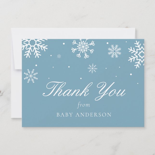 Tarjeta De Agradecimiento Bebé con copo de nieve hace frío afuera gracias (Anverso)