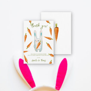 Tarjeta De Agradecimiento Bebé conejo y zanahorias baby shower - gracias