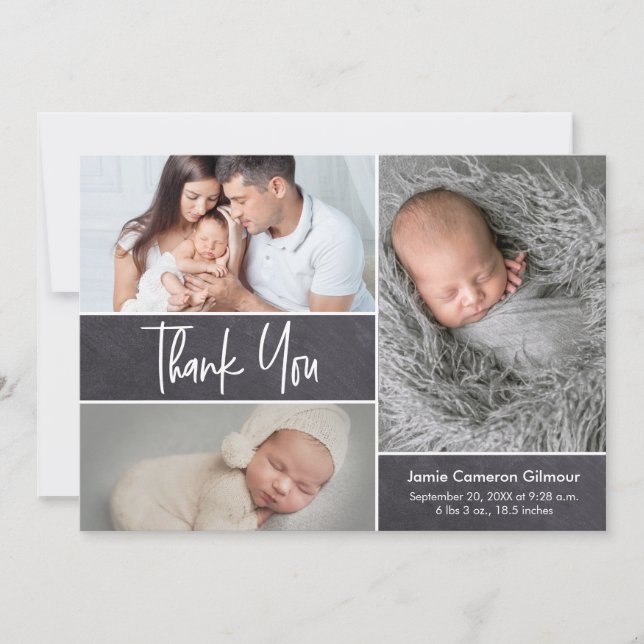 Tarjeta De Agradecimiento Bebé de bebé con fotos múltiples (Anverso)