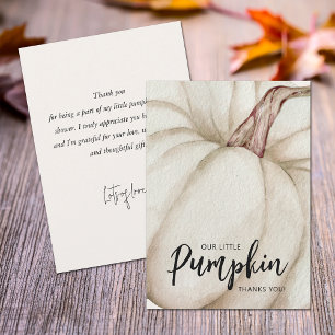 Tarjeta De Agradecimiento Bebé de Calabaza Blanca Shower Flat