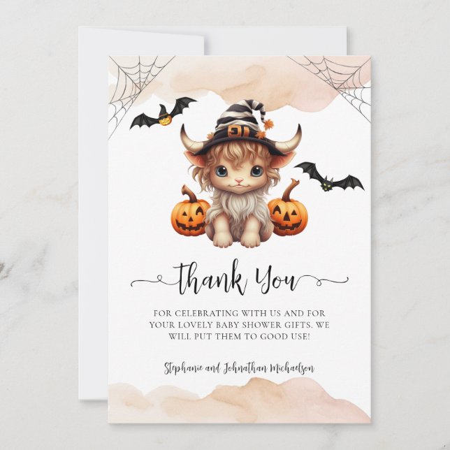 Tarjeta De Agradecimiento Bebé de calabaza de Halloween (Anverso)