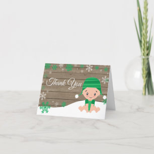 Tarjeta De Agradecimiento Bebé de copo de nieve verde de invierno ruso