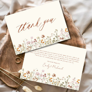 Tarjeta De Agradecimiento Bebé de flores silvestres en Bloom Baby Shower Ter