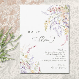Tarjeta De Agradecimiento Bebé de flores silvestres en el Baby Shower de Blo