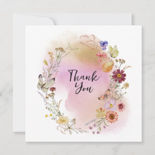 Tarjeta De Agradecimiento Bebé de flores silvestres en una ducha de bebé en