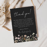 Tarjeta De Agradecimiento Bebé de flores silvestres negras en Baby Shower en<br><div class="desc">Expresar su gratitud con estilo con nuestras tarjetas Baby Shower de agradecimiento de nuestra colección de Fiestas. Estas tarjetas son una deliciosa y significativa adición a la ducha de bebé, que le permite dar las gracias a sus invitados con un toque de elegancia rústica. Cada carta de agradecimiento de esta...</div>