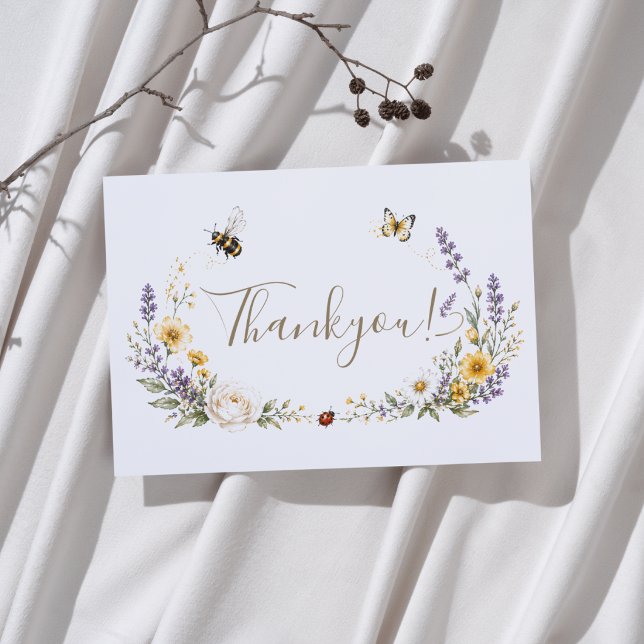 Tarjeta De Agradecimiento Bebé de flores silvestres y Lovebug (Subido por el creador)