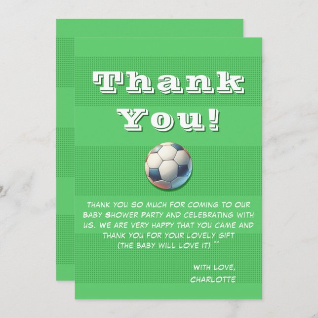 Tarjeta De Agradecimiento Bebé de fútbol deportivo (Anverso / Reverso)