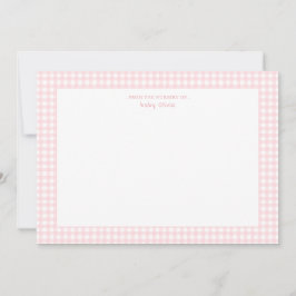 Tarjeta De Agradecimiento Bebé de gingham rosa y blanco
