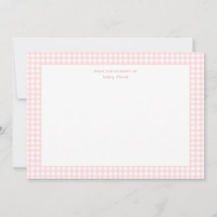 Tarjeta De Agradecimiento Bebé de gingham rosa y blanco