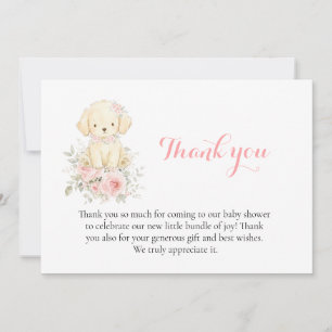 Tarjeta De Agradecimiento Bebé de Golden Girl Shower Retriever Cachorro Flor
