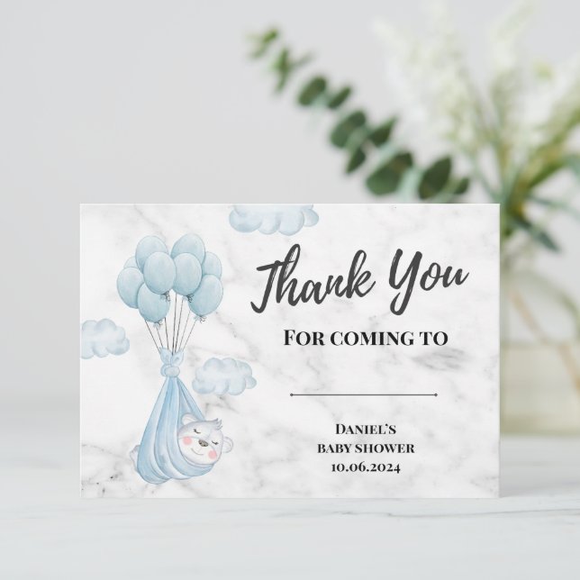 Tarjeta De Agradecimiento Bebé de mármol blanco oso polar (Anverso de pie)