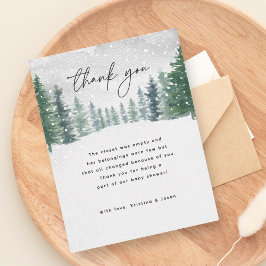 Tarjeta De Agradecimiento Bebé de nieve en invierno hace frío fuera de Baby 