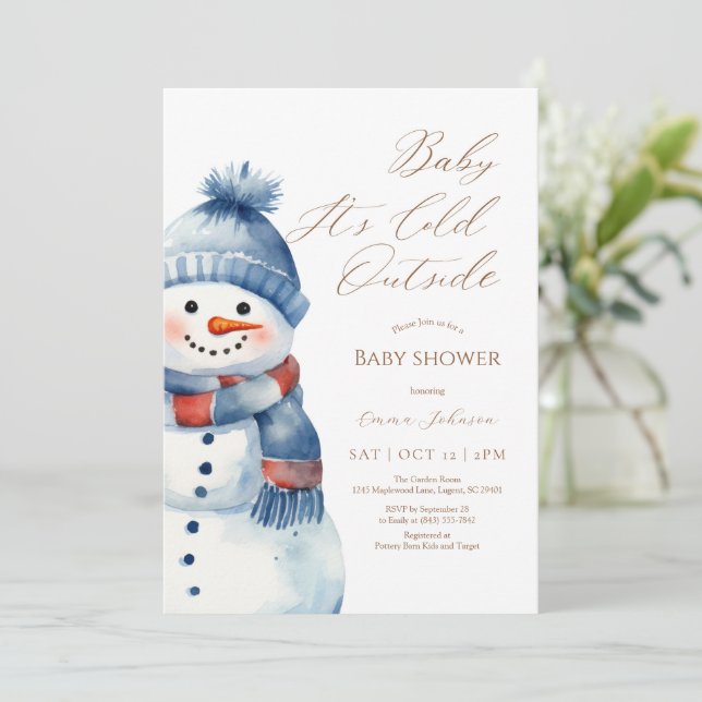 Tarjeta De Agradecimiento Bebé de nieve, frío fuera de Baby Shower, invitaci (Anverso de pie)