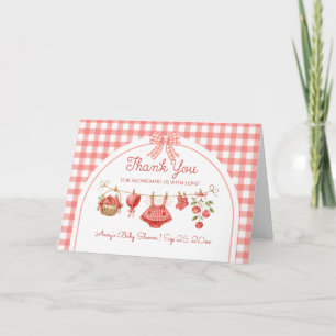 Tarjeta De Agradecimiento Bebé de Nuestra Ojos Ducha de Ruan Blanco Rojo