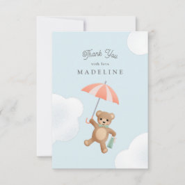 Tarjeta De Agradecimiento Bebé de Oso de Peluche Clásico Pastel Shower