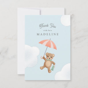 Tarjeta De Agradecimiento Bebé de Oso de Peluche Clásico Pastel Shower