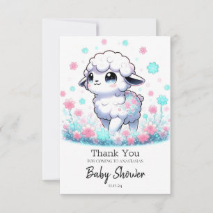Tarjeta De Agradecimiento Bebé de Oveja Encantada - Fiesta de Shower
