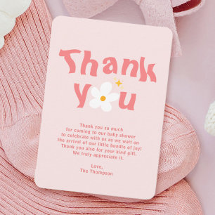 Tarjeta De Agradecimiento Bebé de primavera Margarita Rosa en flor Fiesta de