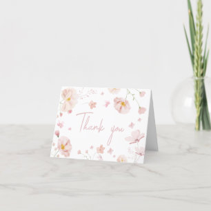 Tarjeta De Agradecimiento Bebé de primavera rosada floral en Baby Shower en