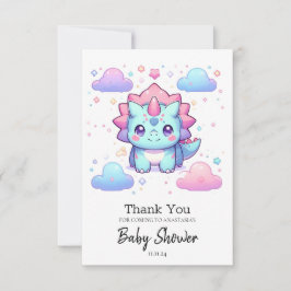 Tarjeta De Agradecimiento Bebé Dinosaurio Encantador y Adorable - Fiesta de