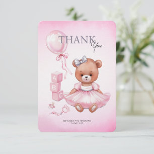 Tarjeta De Agradecimiento Bebé ducha Gracias, Cabeceras de peluche.