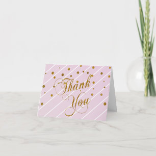 Tarjeta De Agradecimiento Bebé dulce rosa y confetti de oro