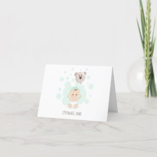 Tarjeta De Agradecimiento Bebé dulce y globo de oso