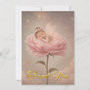 Tarjeta De Agradecimiento Bebé durmiendo flor rosa