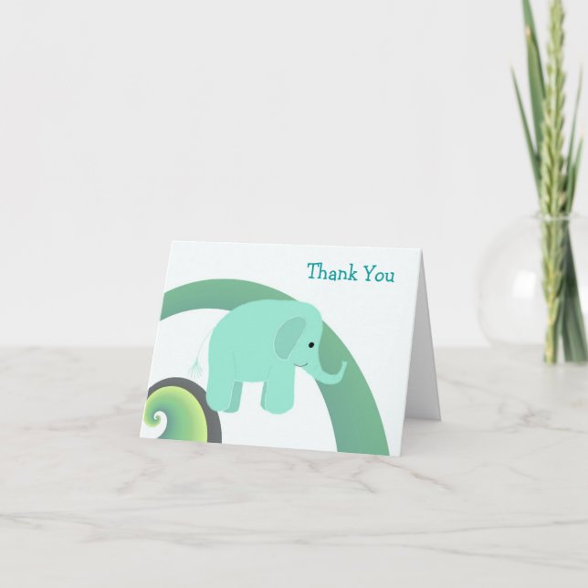 Tarjeta De Agradecimiento Bebé Elefante Adorable Gracias (Anverso)