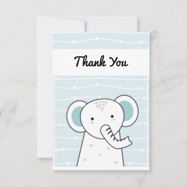 Tarjeta De Agradecimiento Bebé elefante azul (Anverso)