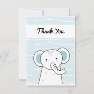 Tarjeta De Agradecimiento Bebé elefante azul