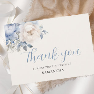 Tarjeta De Agradecimiento Bebé En Bebé Niño Ducha Floral Azul