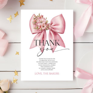 Tarjeta De Agradecimiento Bebé En Bloom Baby Shower De Flor Rosa