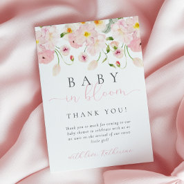 Tarjeta De Agradecimiento Bebé En Bloom Baby Shower Floral Rosa