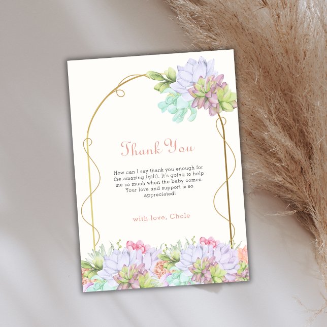 Tarjeta De Agradecimiento Bebé En Bloom Boho Arch Cactus Baby Shower (Baby In Bloom Boho Arch Cactus Baby Shower Thank You Card)