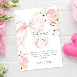 Tarjeta De Agradecimiento Bebé En Bloom Bow Rosa