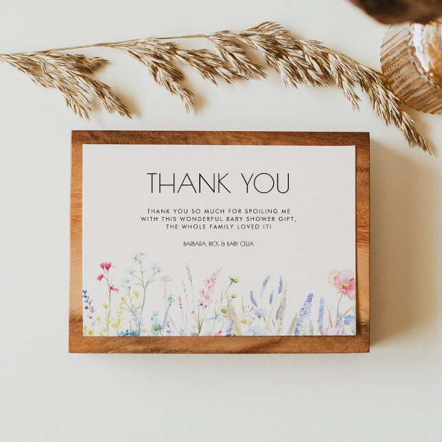 Tarjeta De Agradecimiento Bebé en Bloom Elegant Wildflowers Baby Shower (Subido por el creador)