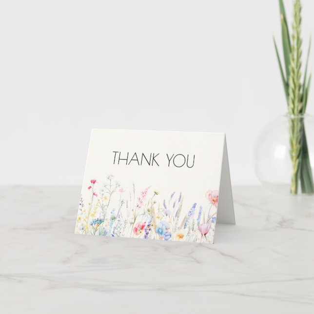 Tarjeta De Agradecimiento Bebé en Bloom Elegant Wildflowers Baby Shower (Anverso)