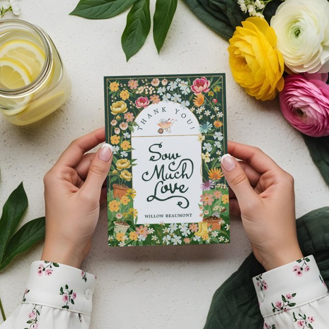 Tarjeta De Agradecimiento Bebé en Bloom Floral Garden Greenhouse Baby Shower (Baby in Bloom Floral Garden Greenhouse Baby Shower Thank You Card)