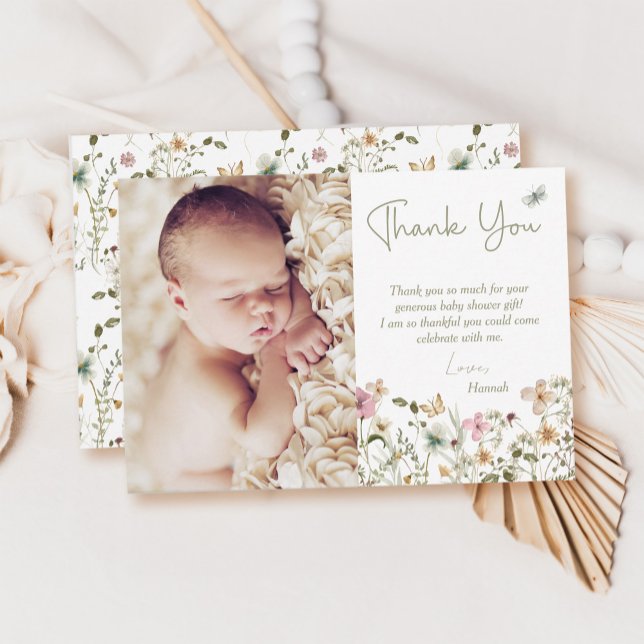 Tarjeta De Agradecimiento Bebé en el Baby Shower floral de Bloom (Subido por el creador)