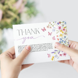 Tarjeta De Agradecimiento Bebé en Flor Baby Shower de Mariposa