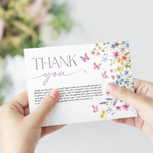 Tarjeta De Agradecimiento Bebé en Flor Baby Shower de Mariposa