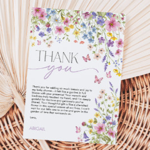 Tarjeta De Agradecimiento Bebé en Flor Duende Baby Shower