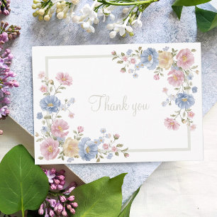 Tarjeta De Agradecimiento Bebé en Flor Pastel Dulce Shower de Wildflower par